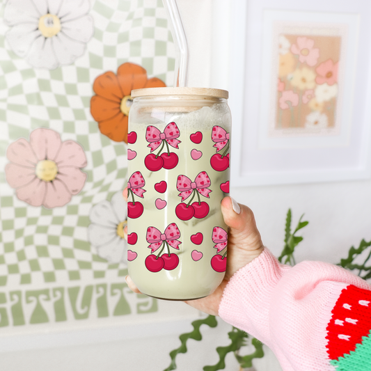 Glass Cup 500 ml - Cherry Coquette