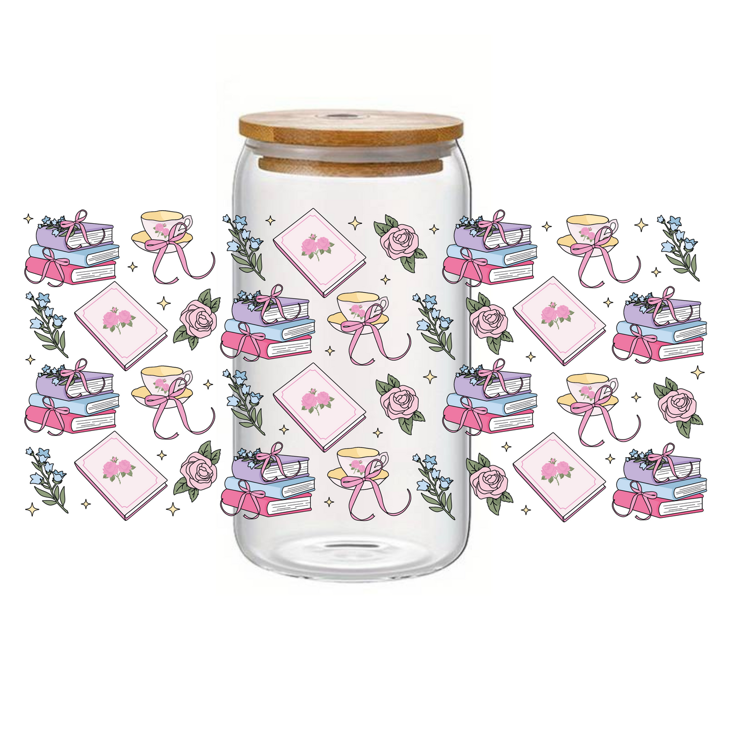 Glass Cup 500 ml - Books & Tea