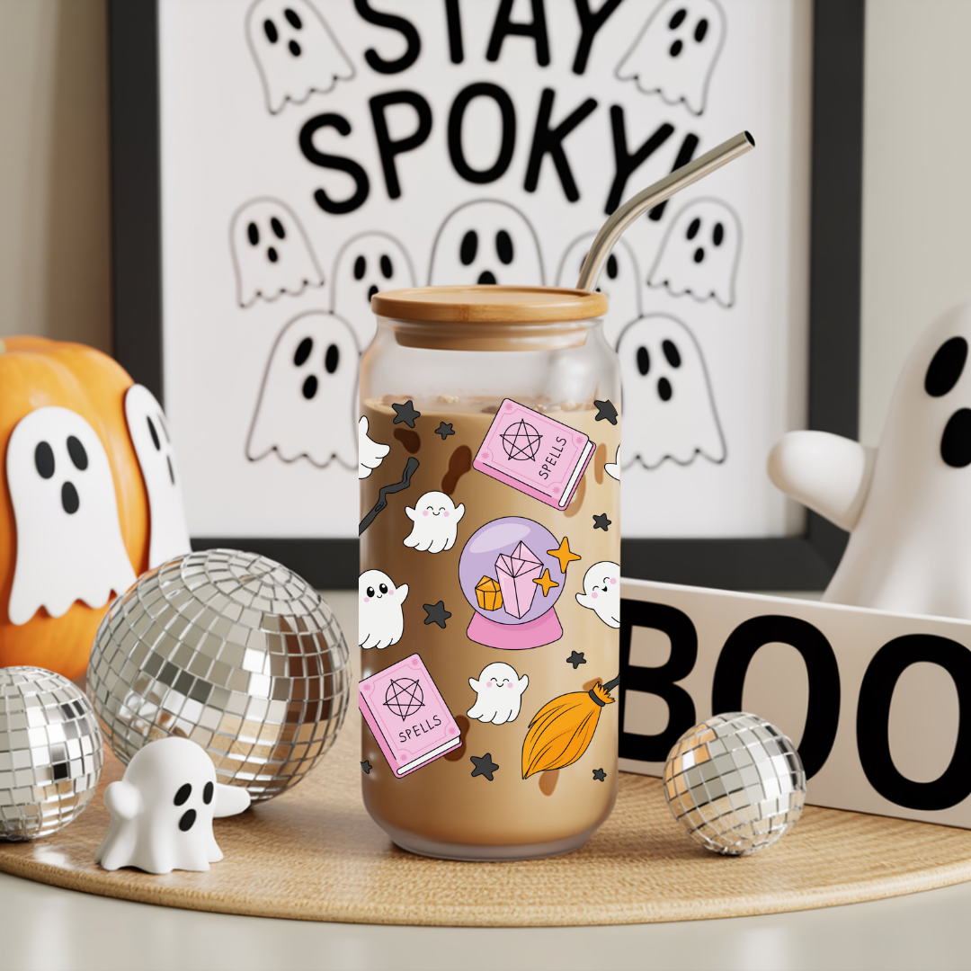 Glass Cup 500 ml - Witchy Ghost