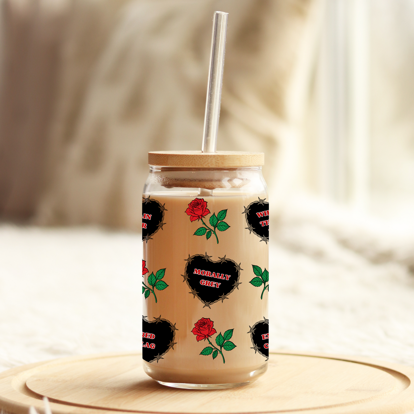 Glass Cup 500 ml - Dark Romance Black Heart