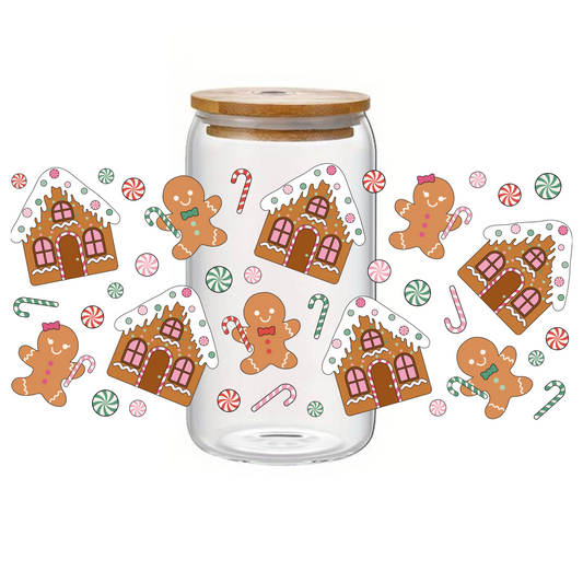 Glass Cup 500 ml - Gingerbread House
