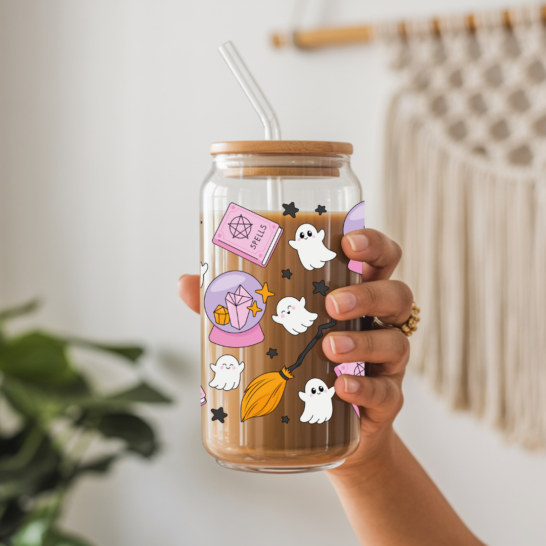Glass Cup 500 ml - Witchy Ghost