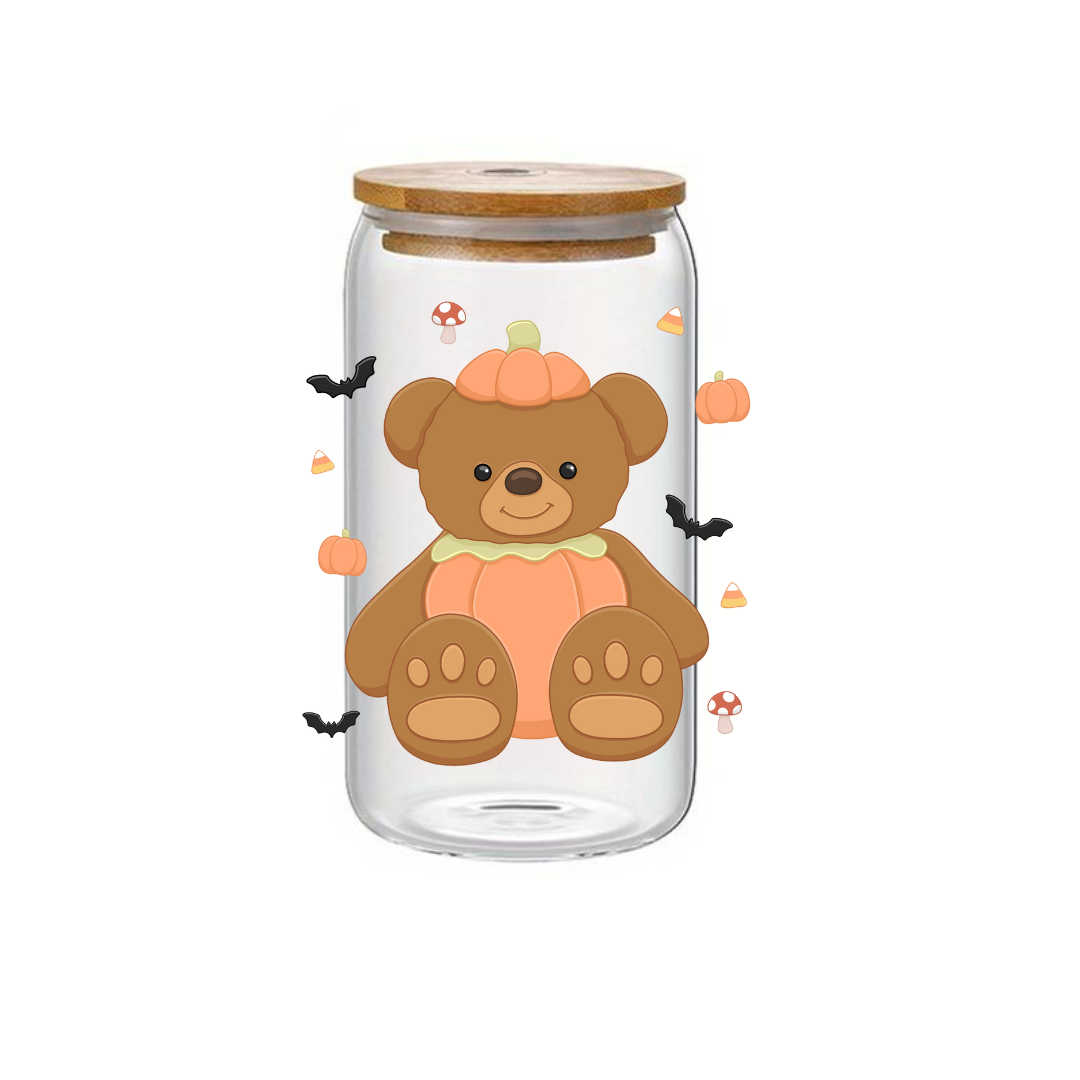 Glass Cup 500 ml - Pumpkin Teddy