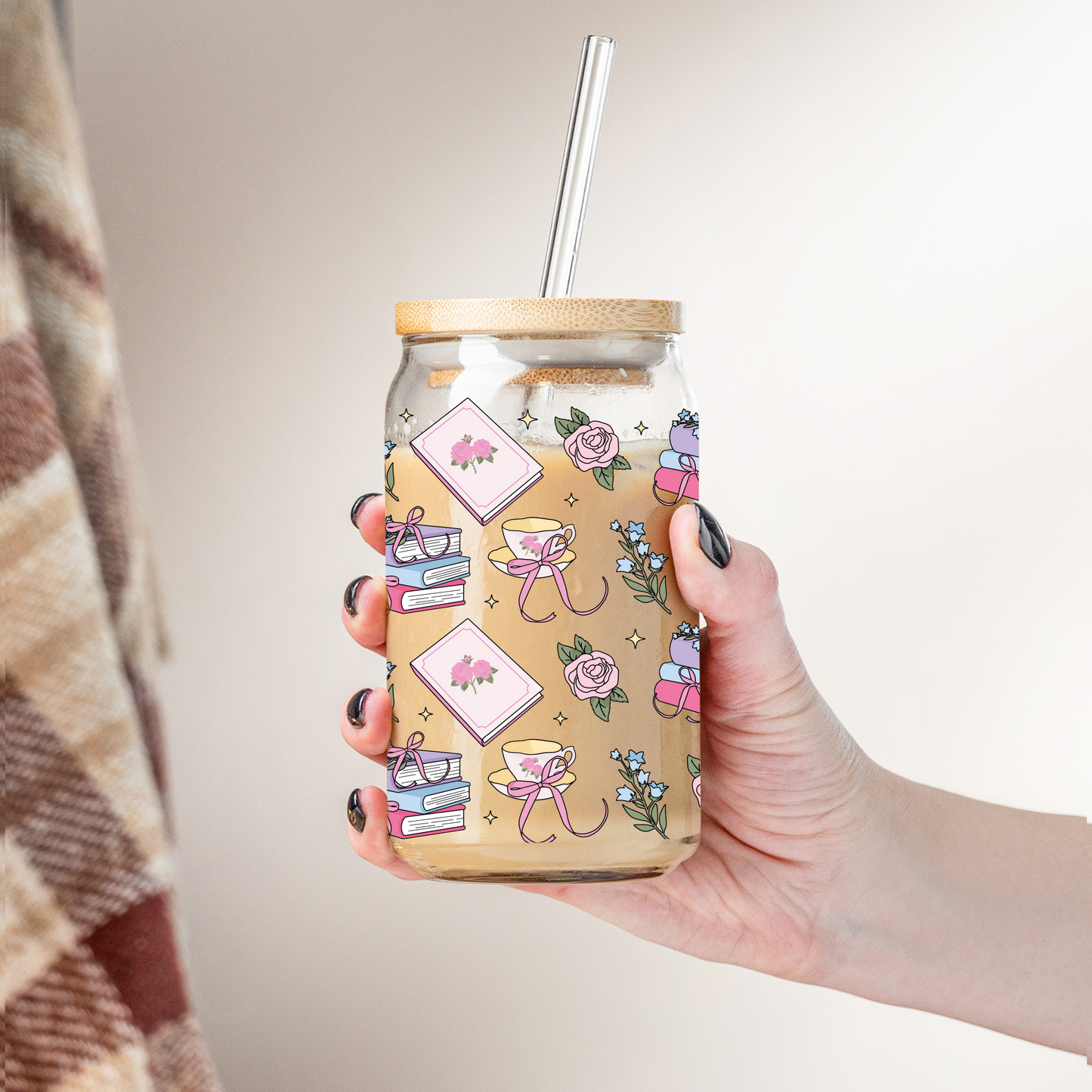 Glass Cup 500 ml - Books & Tea