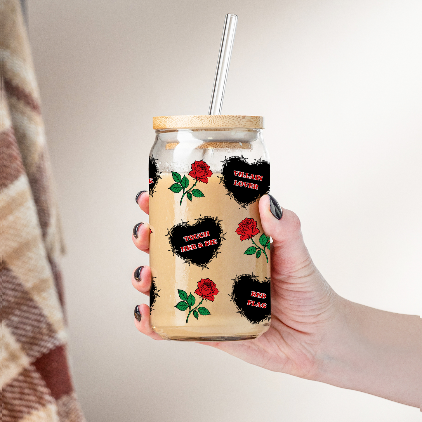 Glass Cup 500 ml - Dark Romance Black Heart