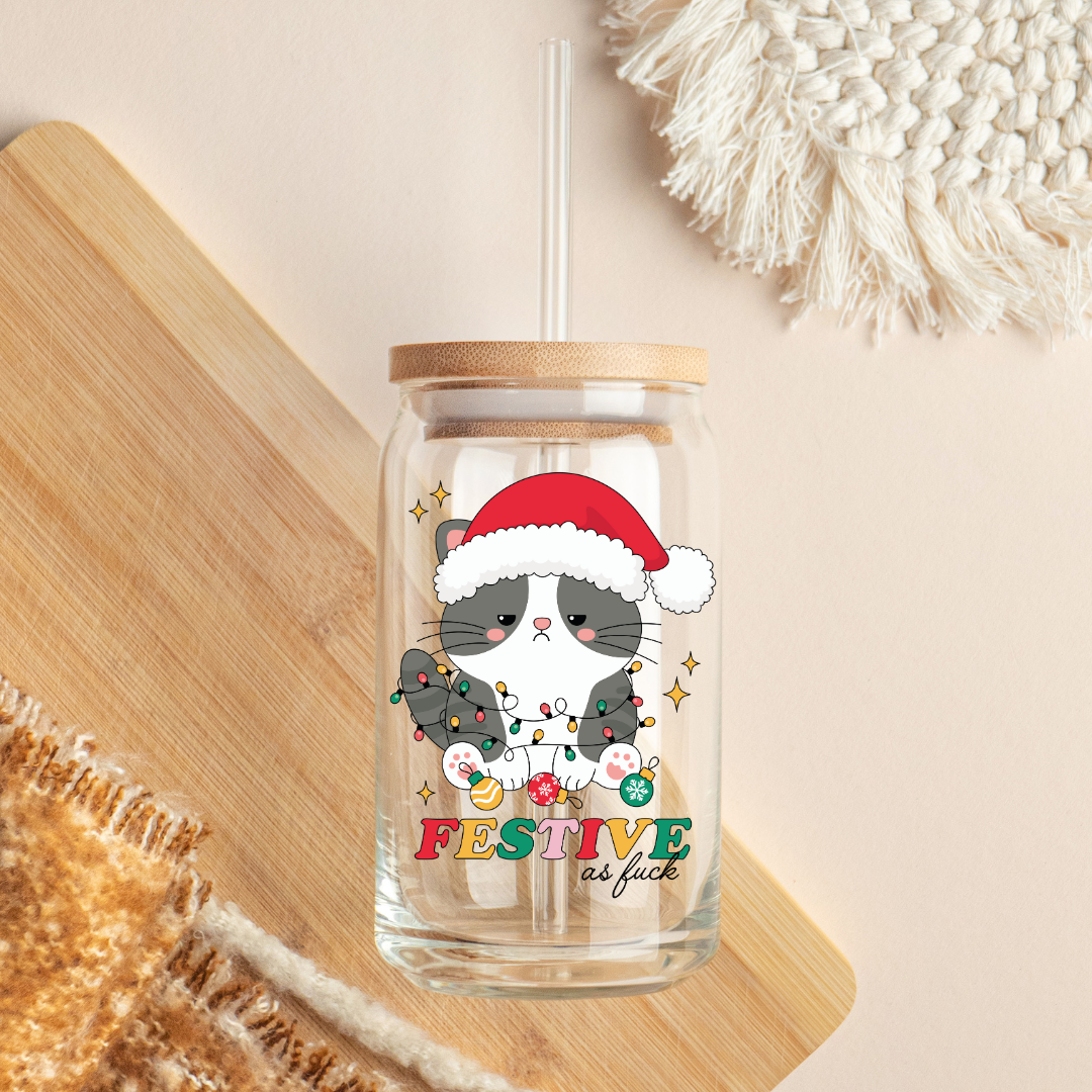 Glass Cup 500 ml - Festive as f**k