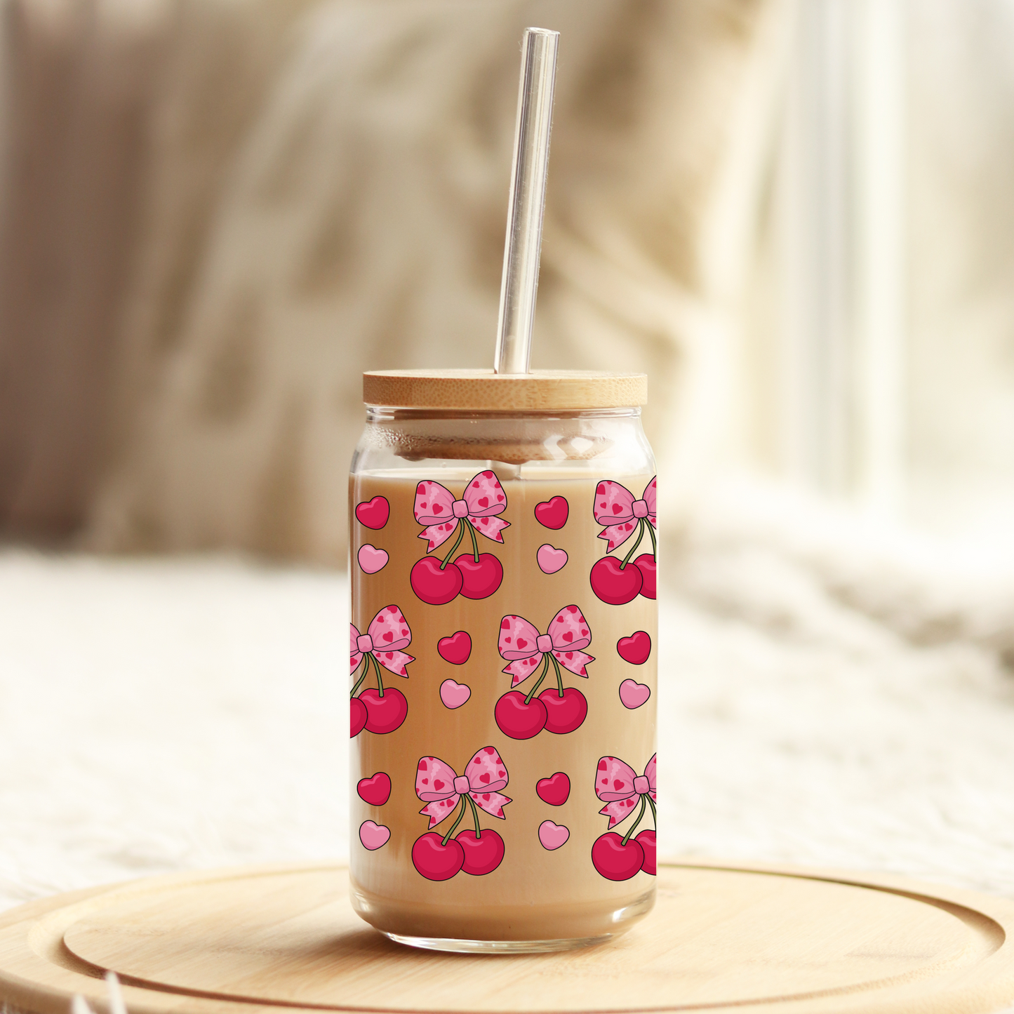 Glass Cup 500 ml - Cherry Coquette