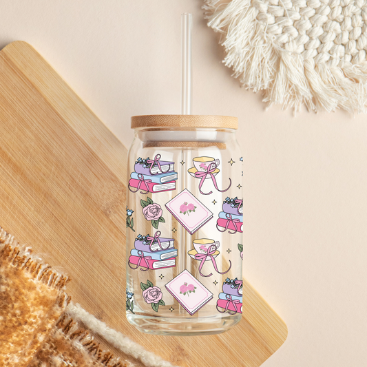 Glass Cup 500 ml - Books & Tea