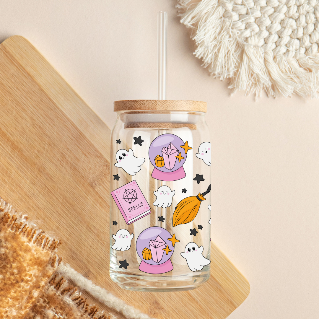 Glass Cup 500 ml - Witchy Ghost