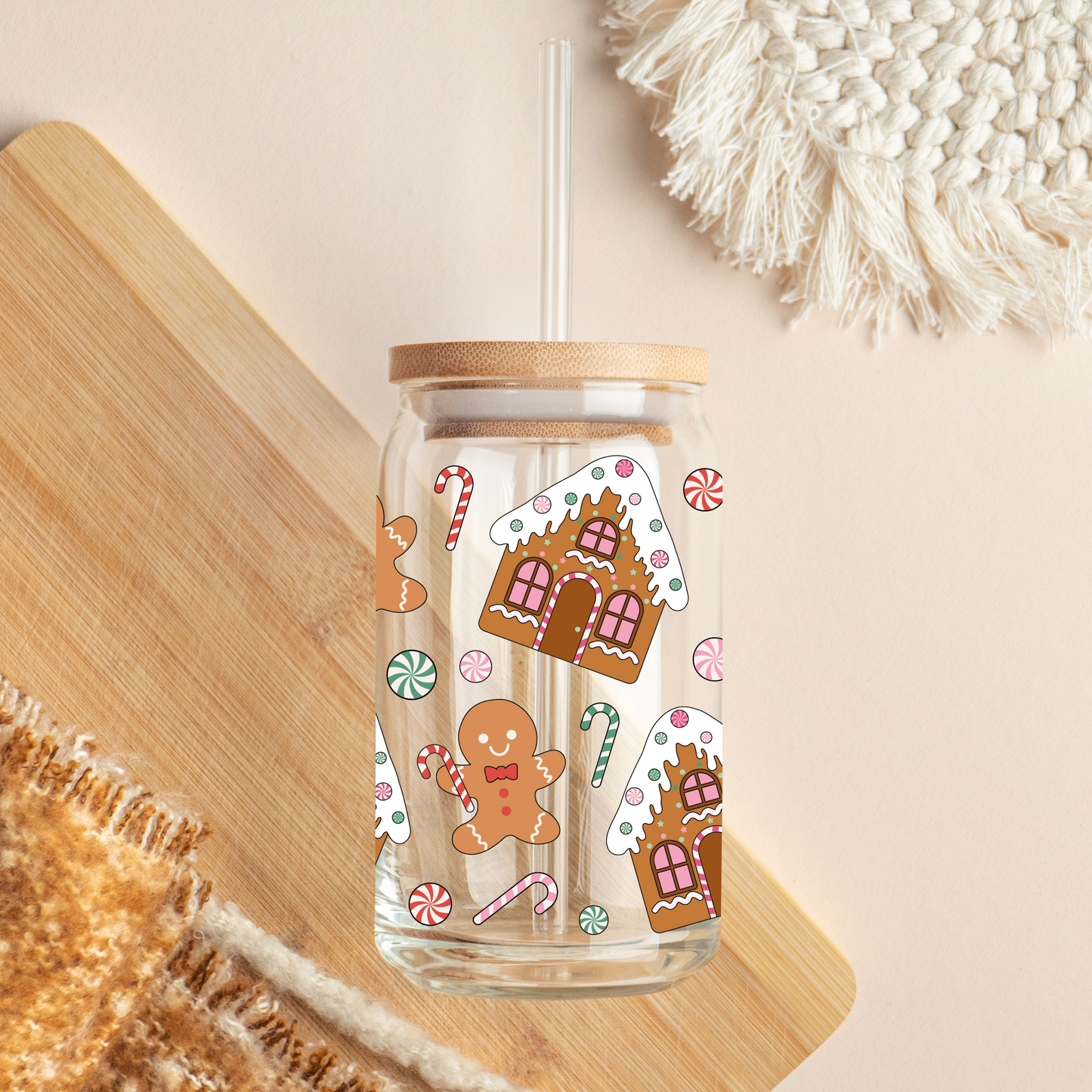 Glass Cup 500 ml - Gingerbread House