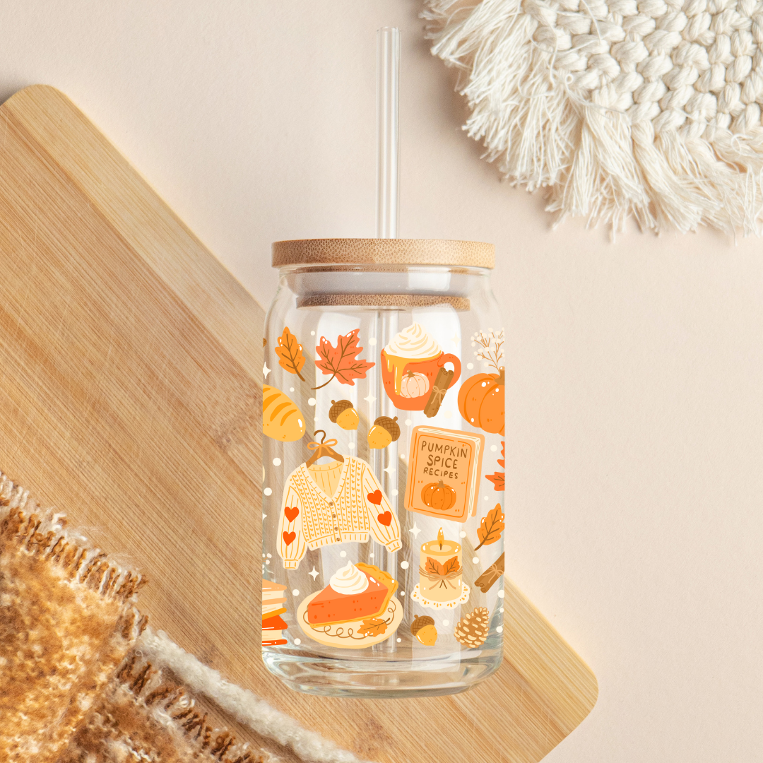 Glass Cup 500 ml - Autumn Wrap