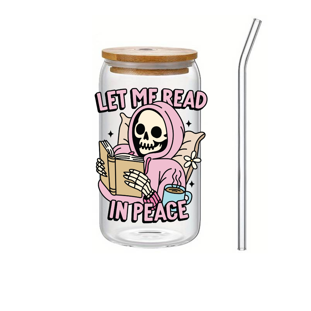 Glass Cup 500 ml - Let Me Read in Peace
