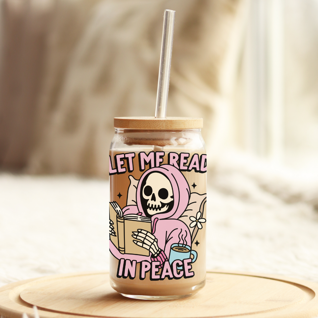 Glass Cup 500 ml - Let Me Read in Peace