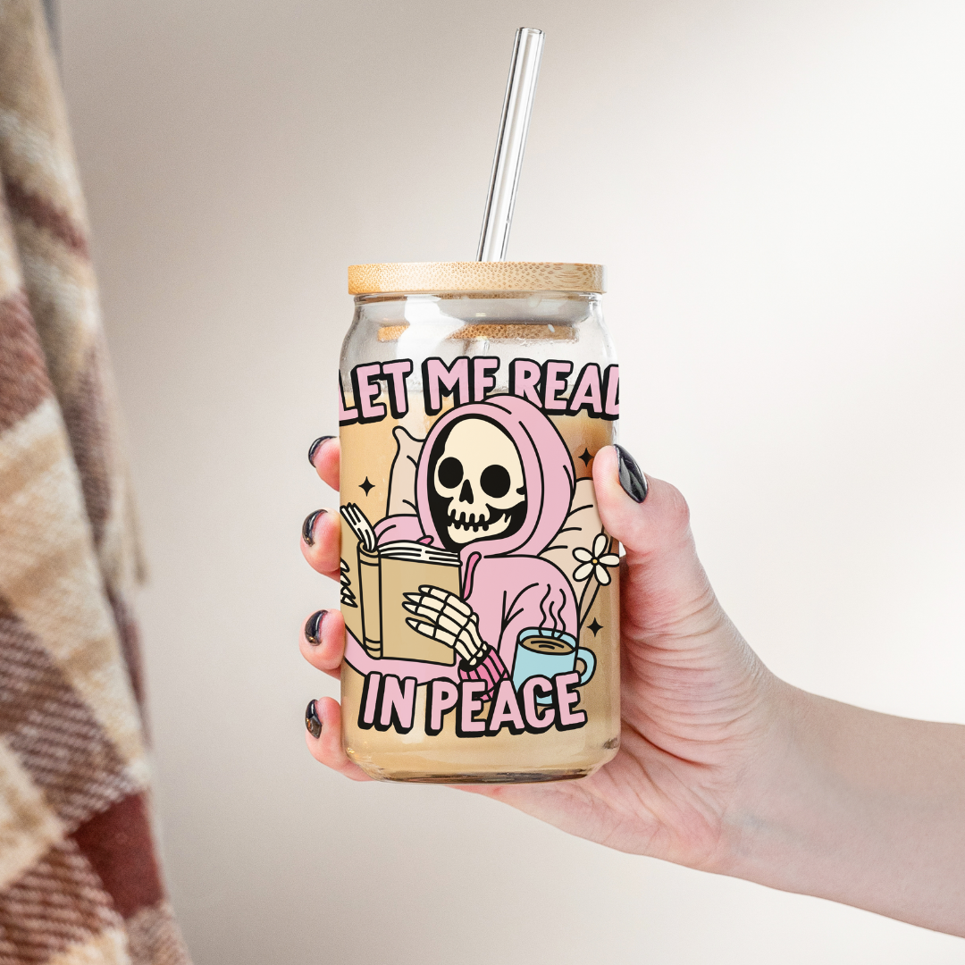 Glass Cup 500 ml - Let Me Read in Peace
