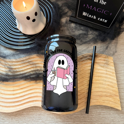 Glass Cup 500 ml - Ghosting you for Coffee &amp; Books