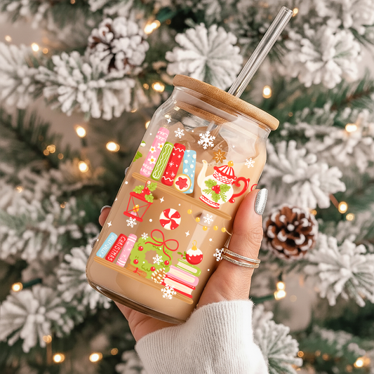 Glass Cup 500 ml - Xmas Bookshelves