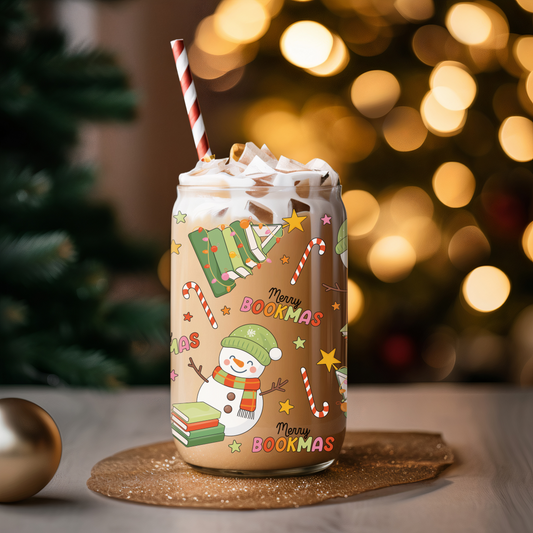 Glass Cup 500 ml - Merry Bookmas