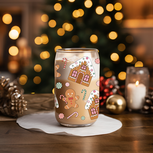 Glass Cup 500 ml - Gingerbread House