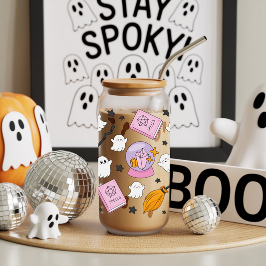 Glass Cup 500 ml - Witchy Ghost