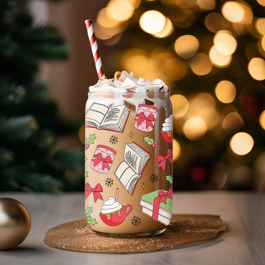 Glass Cup 500 ml - Bookish Xmas