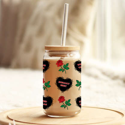 Glass Cup 500 ml - Dark Romance Black Heart