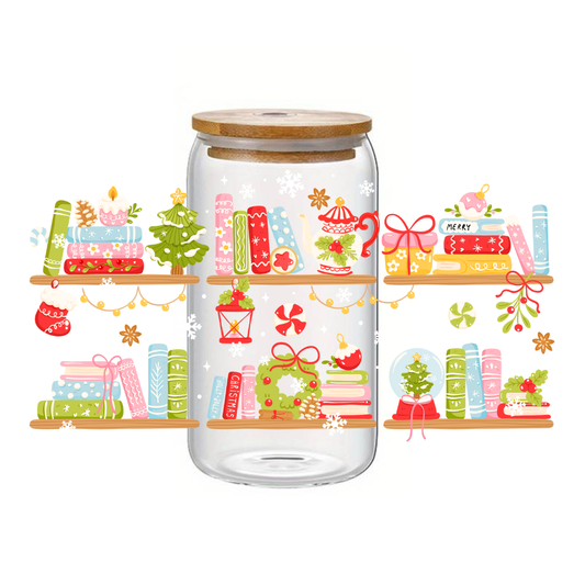Glass Cup 500 ml - Xmas Bookshelves