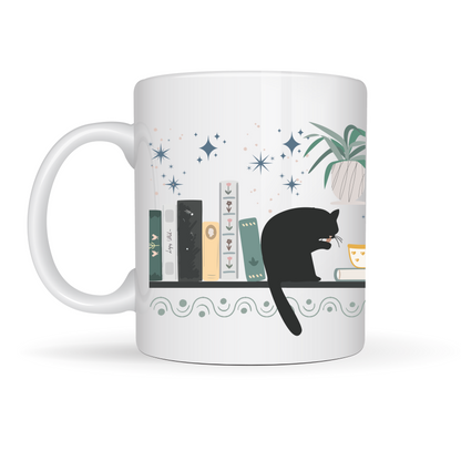 Ceramic mug 300 ml - Bookshelf Cat