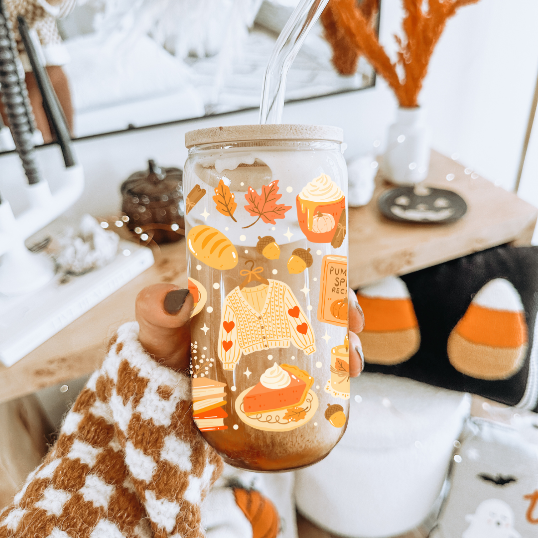 Glass Cup 500 ml - Autumn Wrap
