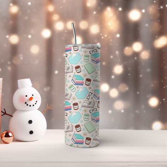 Tumbler 600 ml - Bookish Winter Pattern