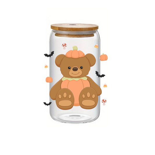 Glass Cup 500 ml - Pumpkin Teddy