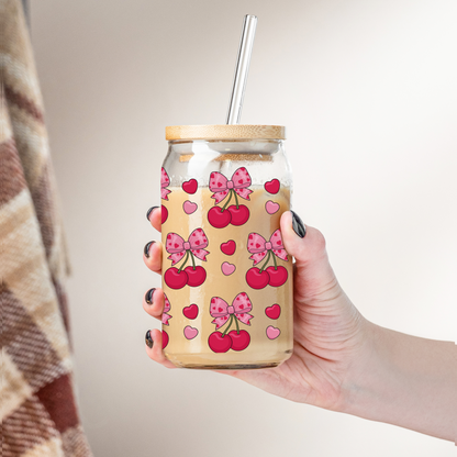 Glass Cup 500 ml - Cherry Coquette
