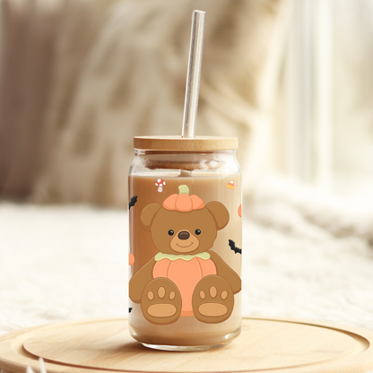 Glass Cup 500 ml - Pumpkin Teddy