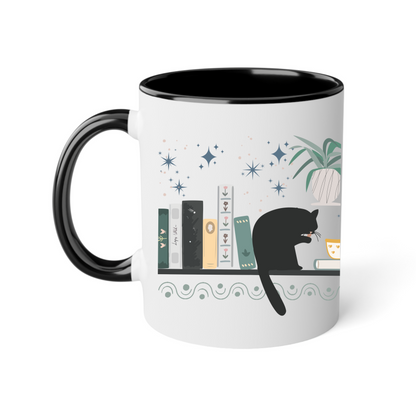 Ceramic mug 300 ml - Bookshelf Cat