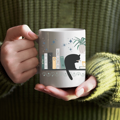 Ceramic mug 300 ml - Bookshelf Cat