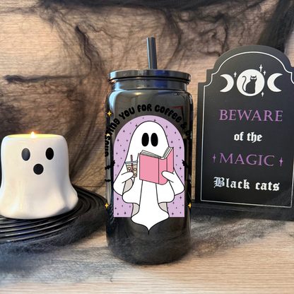 Glass Cup 500 ml - Ghosting you for Coffee &amp; Books