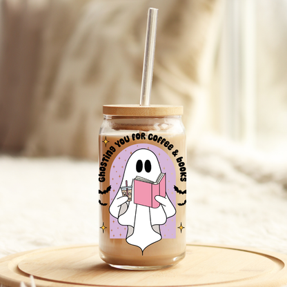 Glass Cup 500 ml - Ghosting you for Coffee &amp; Books